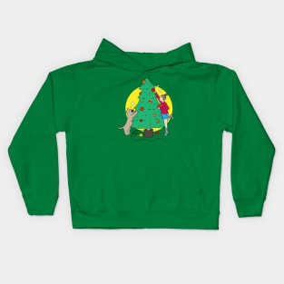 Dog and Christmas Tree Kids Hoodie